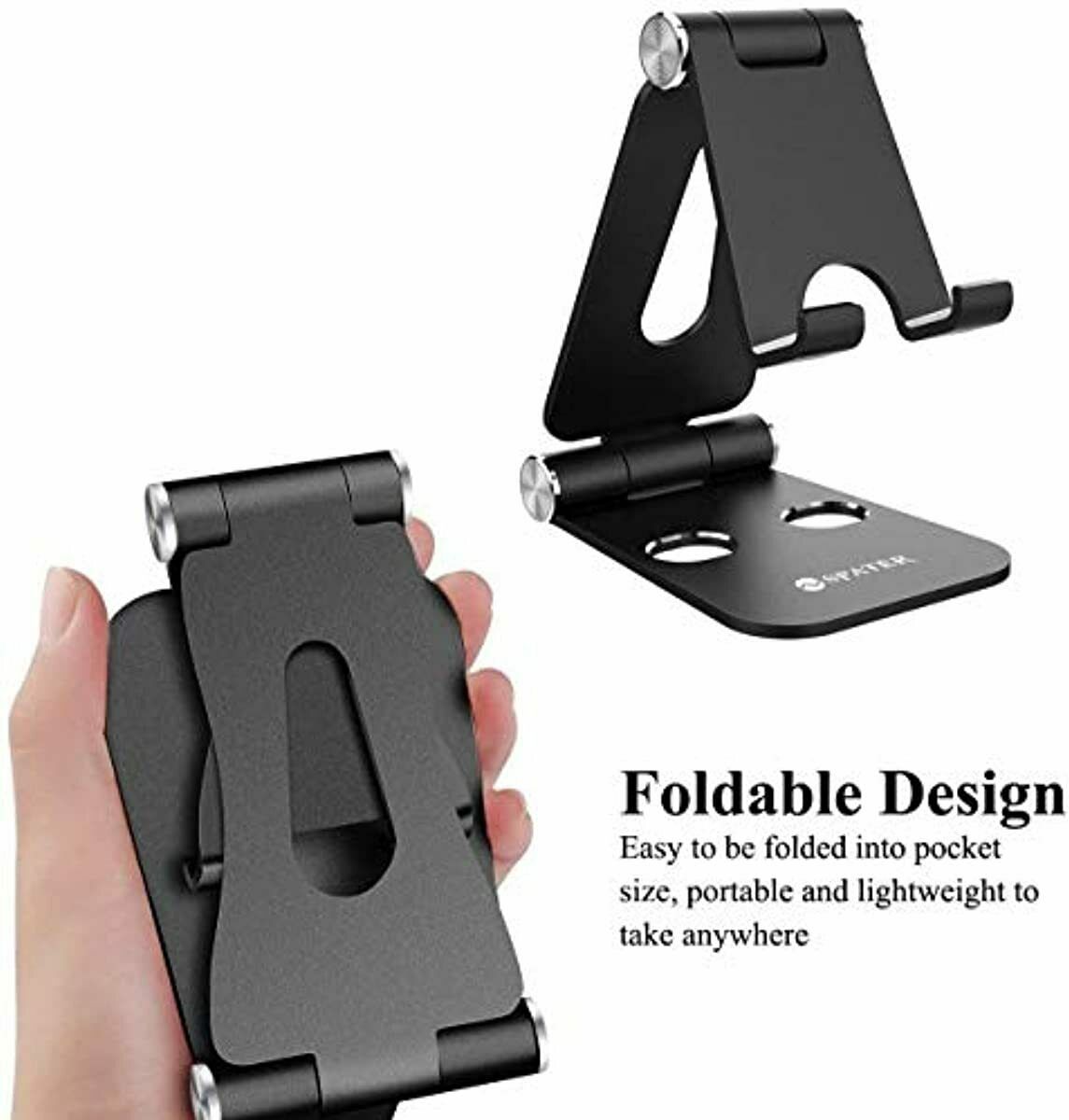 Cell Phone Stand Adjustable Holder Metallic Aluminum Lightweight Rubber Pads New