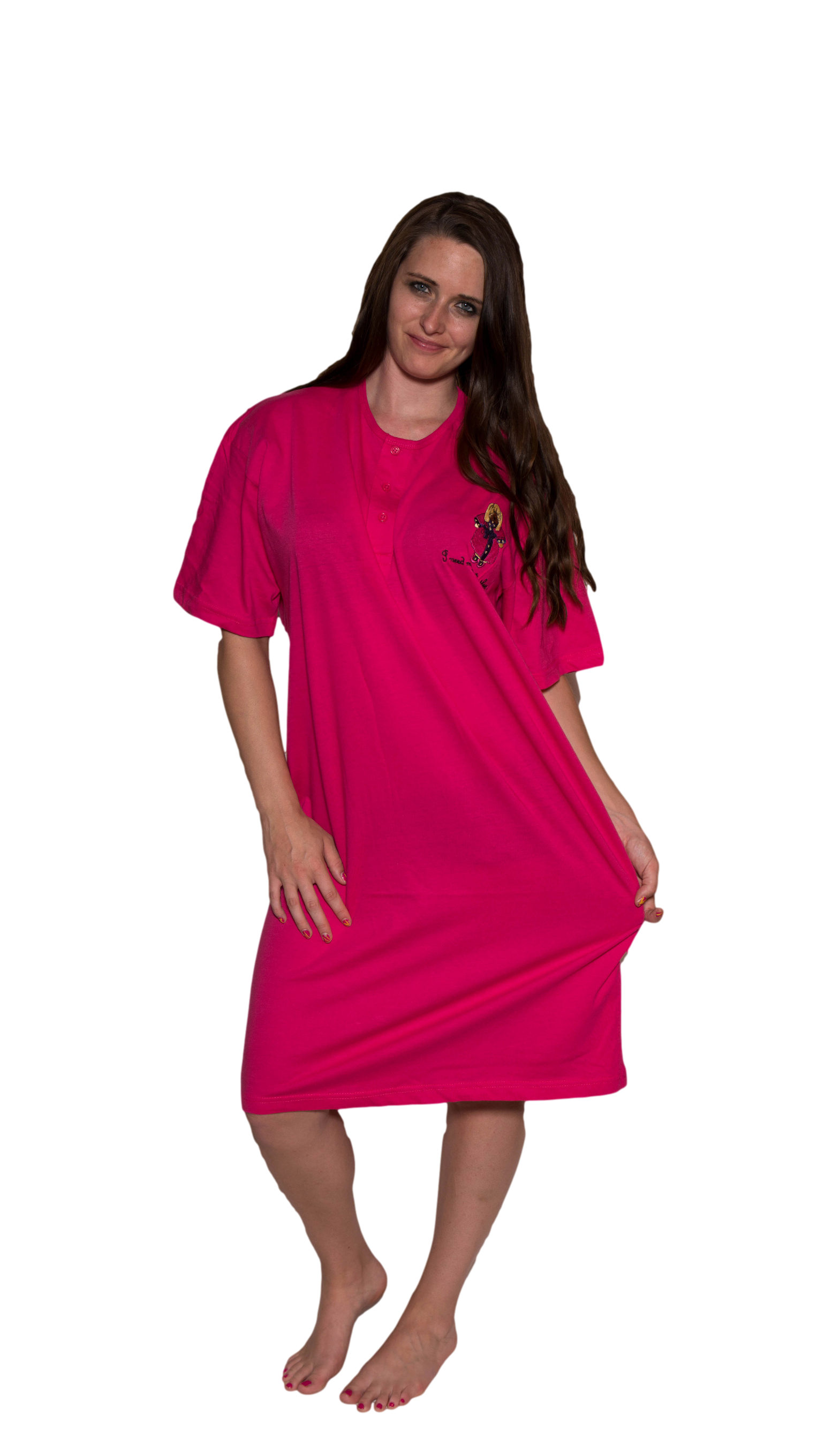 Ladies Cotton Sleep Shirt Pink – Cool Clothing