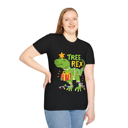 Tree Rex Christmas T-Shirt — Funny Dinosaur Holiday Tee with Lights & Gift