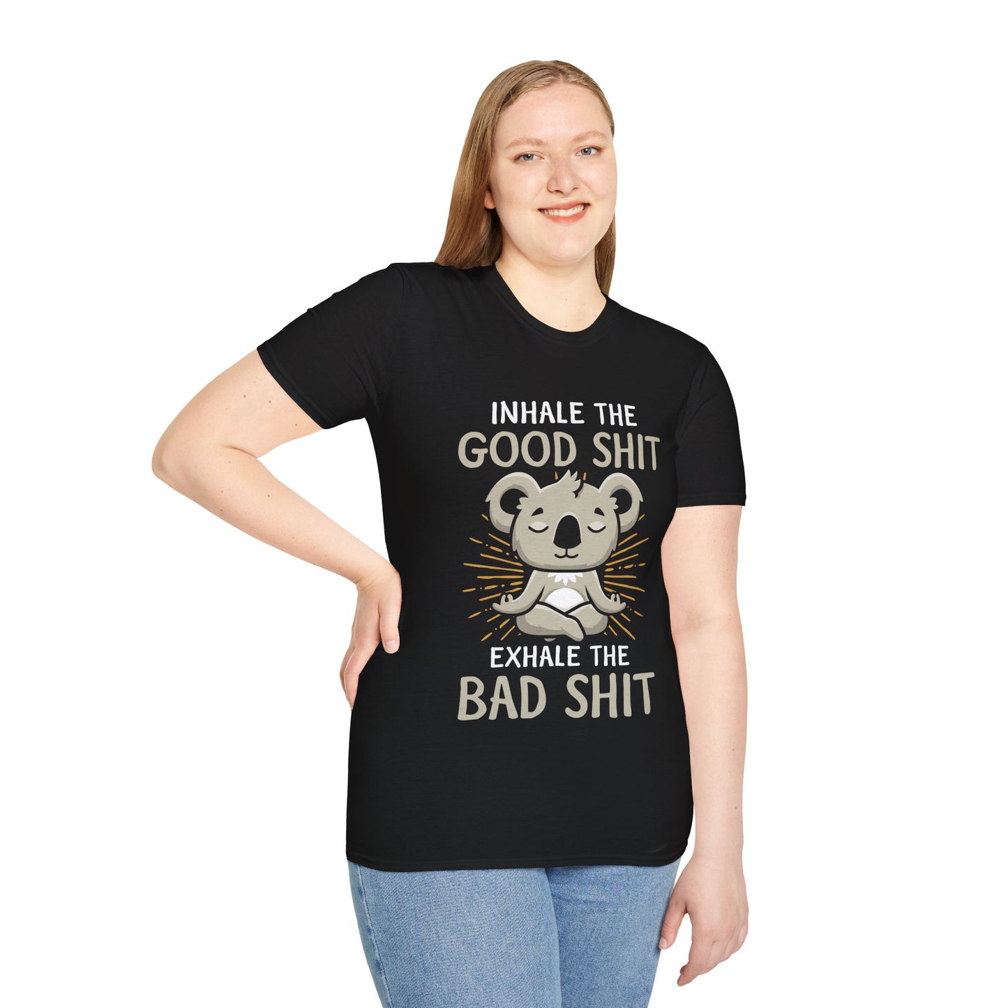 T-Shirt — "Inhale the Good Shit, Exhale the Bad Shit" Koala Yoga Tee