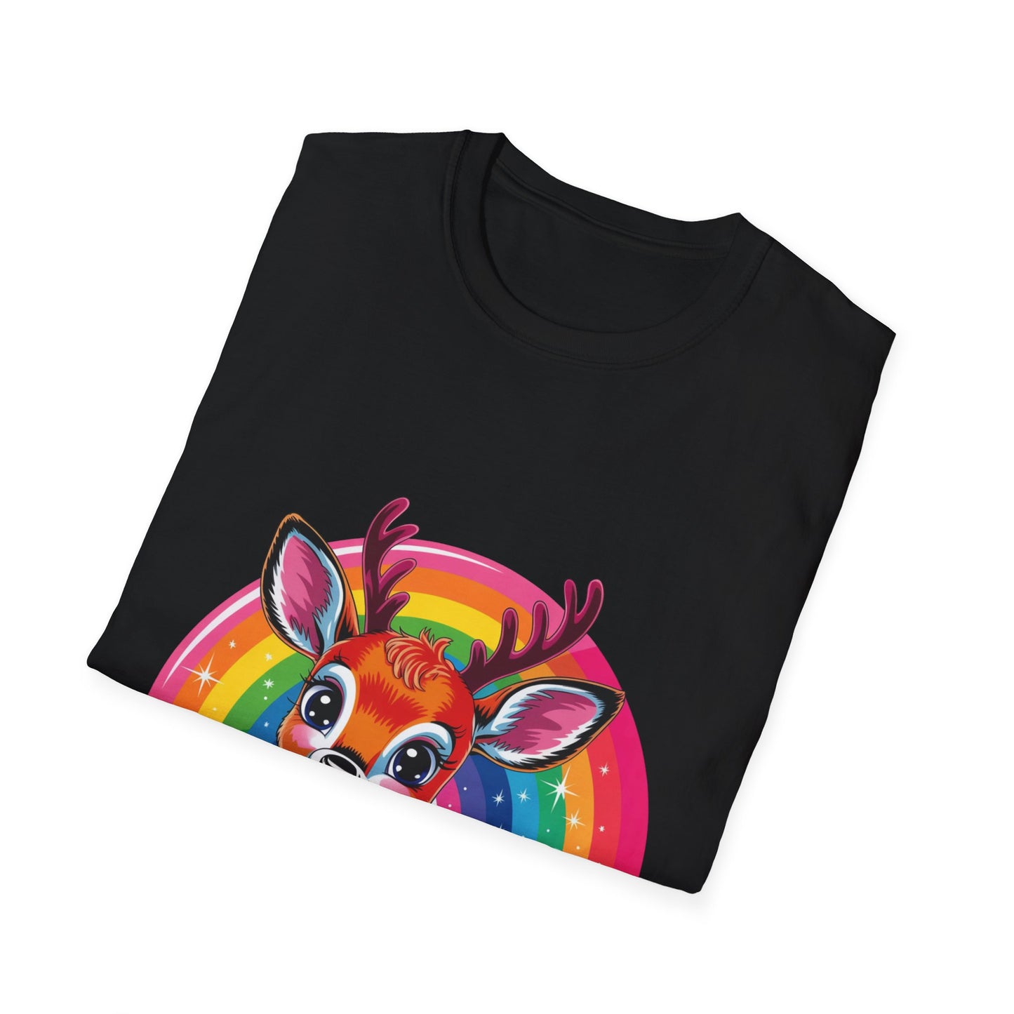 Cute Rainbow Fawn T-Shirt — Cute Deer Graphic Tee for Kids & Animal Lovers