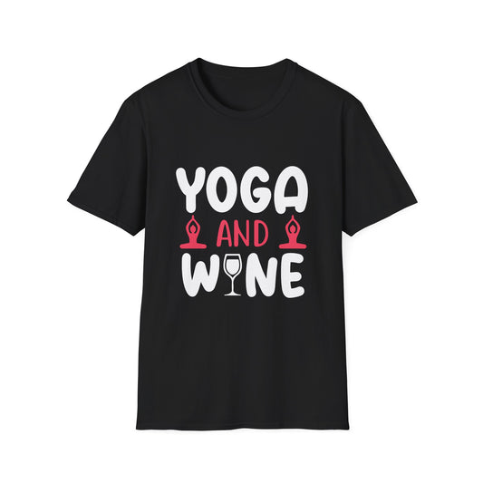 Yoga and Wine T-Shirt — Funny Yoga Wine Tee for Women & Yoga Lovers