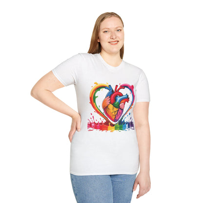 Rainbow Anatomical Heart T-Shirt — Colorful Pride Heart Tee