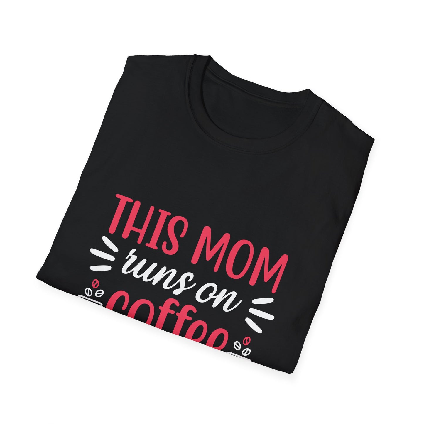 Mom T-Shirt - "This Mom Runs on Coffee and Yoga" Graphic Tee | Mother's Day, Yoga Mom Gift