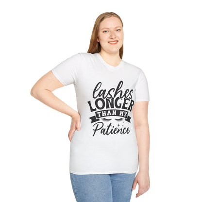 Lashes Longer Than My Patience T-Shirt — Funny Lash Technician Shirt for Beauty Lovers