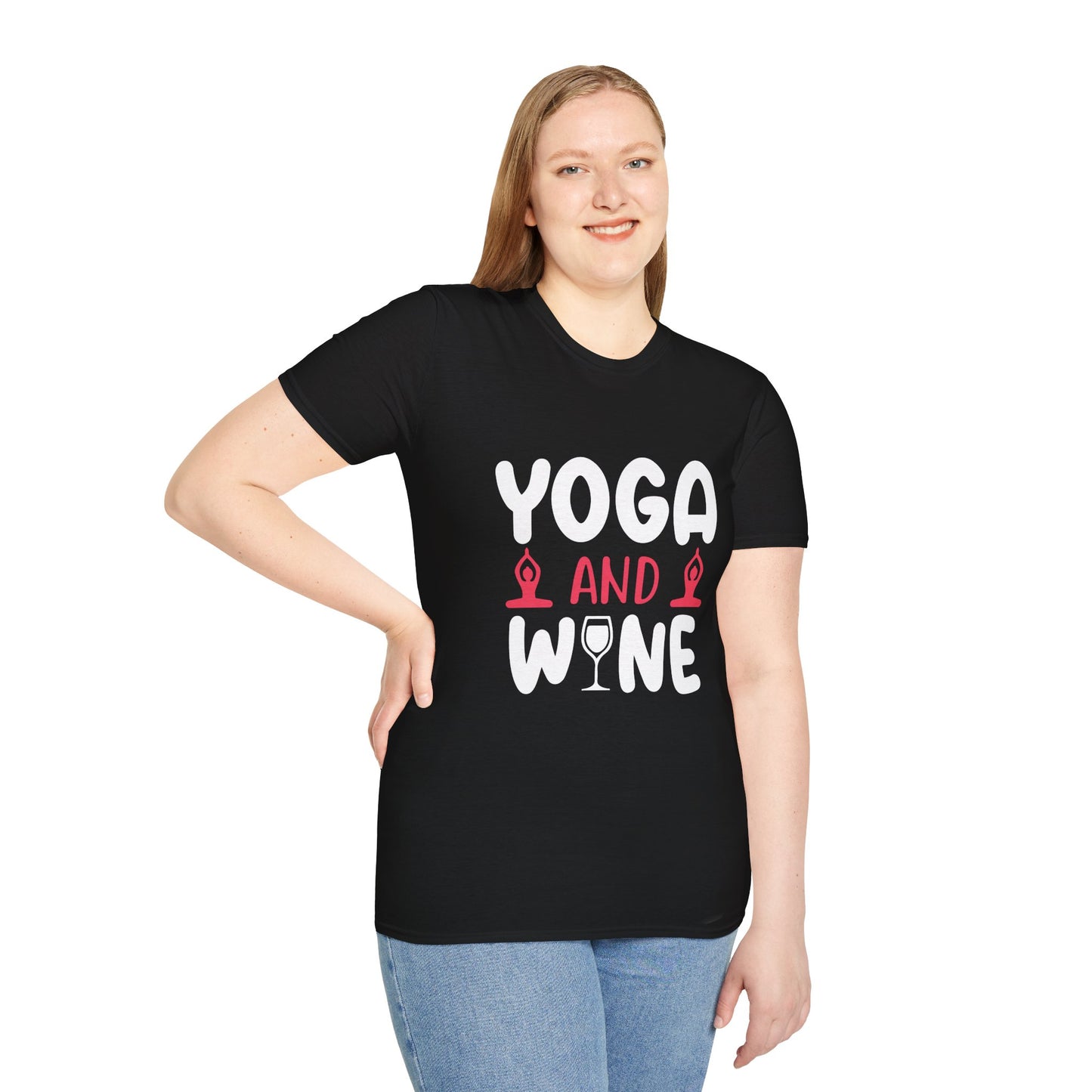 Yoga and Wine T-Shirt — Funny Yoga Wine Tee for Women & Yoga Lovers