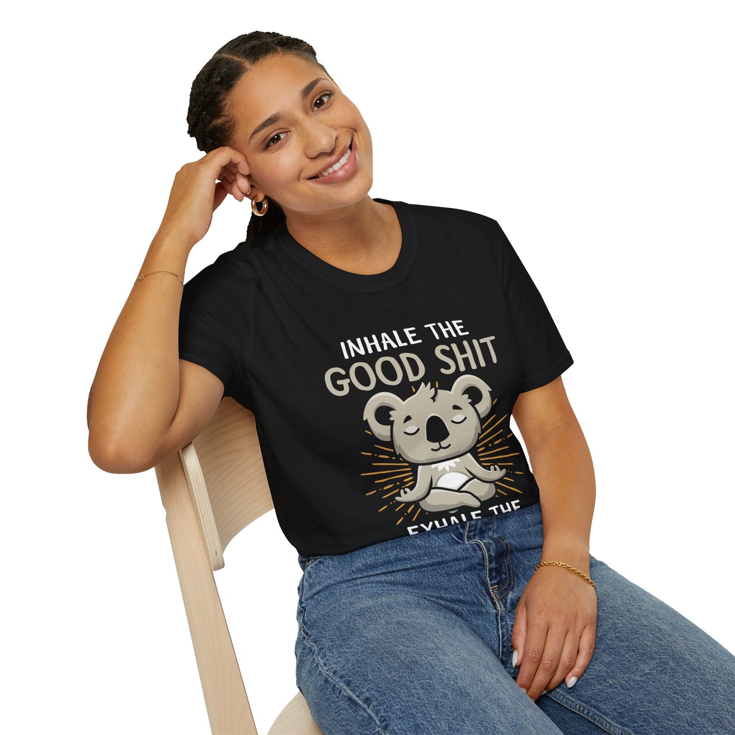 T-Shirt — "Inhale the Good Shit, Exhale the Bad Shit" Koala Yoga Tee