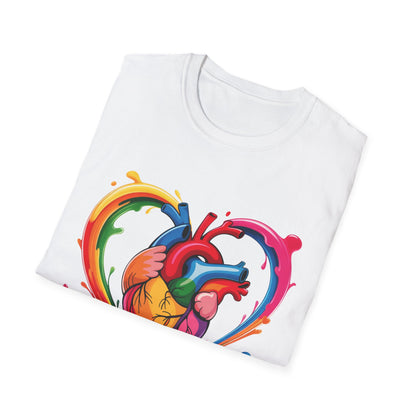 Rainbow Anatomical Heart T-Shirt — Colorful Pride Heart Tee