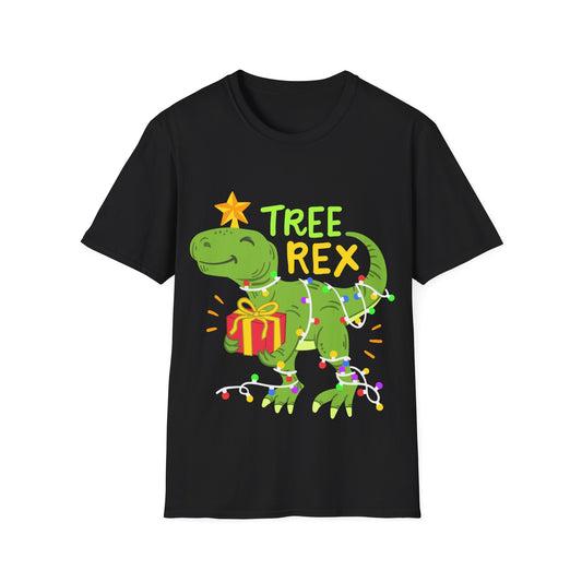 Tree Rex Christmas T-Shirt — Funny Dinosaur Holiday Tee with Lights & Gift