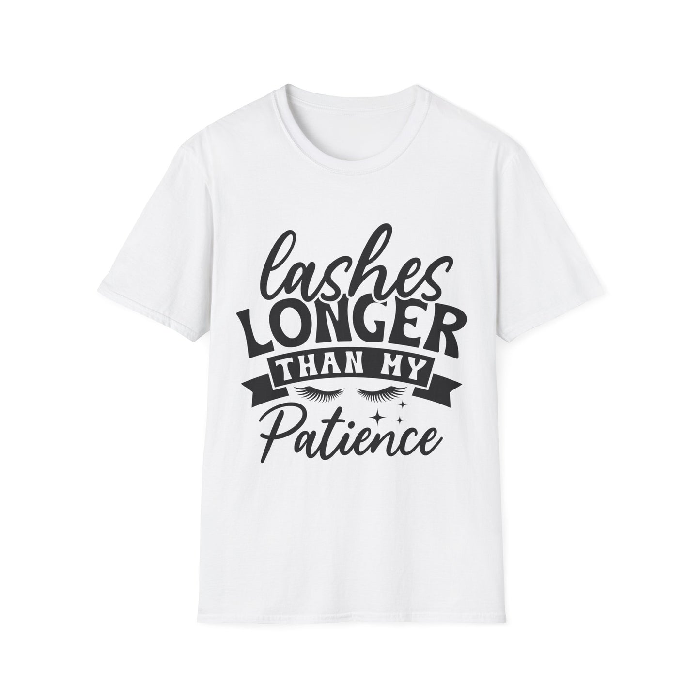 Lashes Longer Than My Patience T-Shirt — Funny Lash Technician Shirt for Beauty Lovers