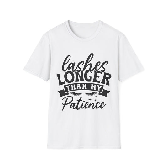 Lashes Longer Than My Patience T-Shirt — Funny Lash Technician Shirt for Beauty Lovers