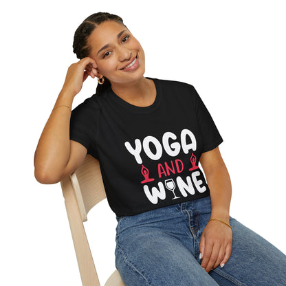 Yoga and Wine T-Shirt — Funny Yoga Wine Tee for Women & Yoga Lovers