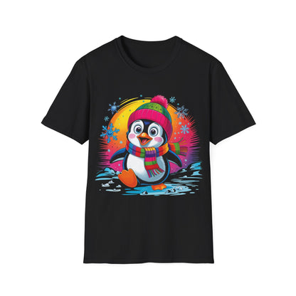 Cute Winter Penguin T-Shirt — Colorful Holiday Kids & Adult Graphic Tee