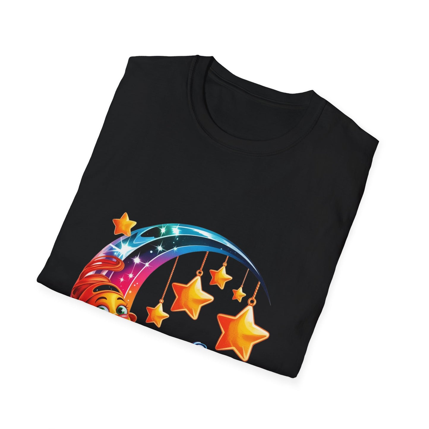 Kids' Moon & Stars Graphic T-Shirt — Cute Sleepy Animal Night Sky Design