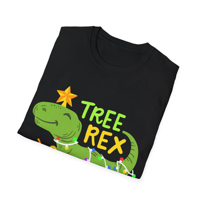 Tree Rex Christmas T-Shirt — Funny Dinosaur Holiday Tee with Lights & Gift