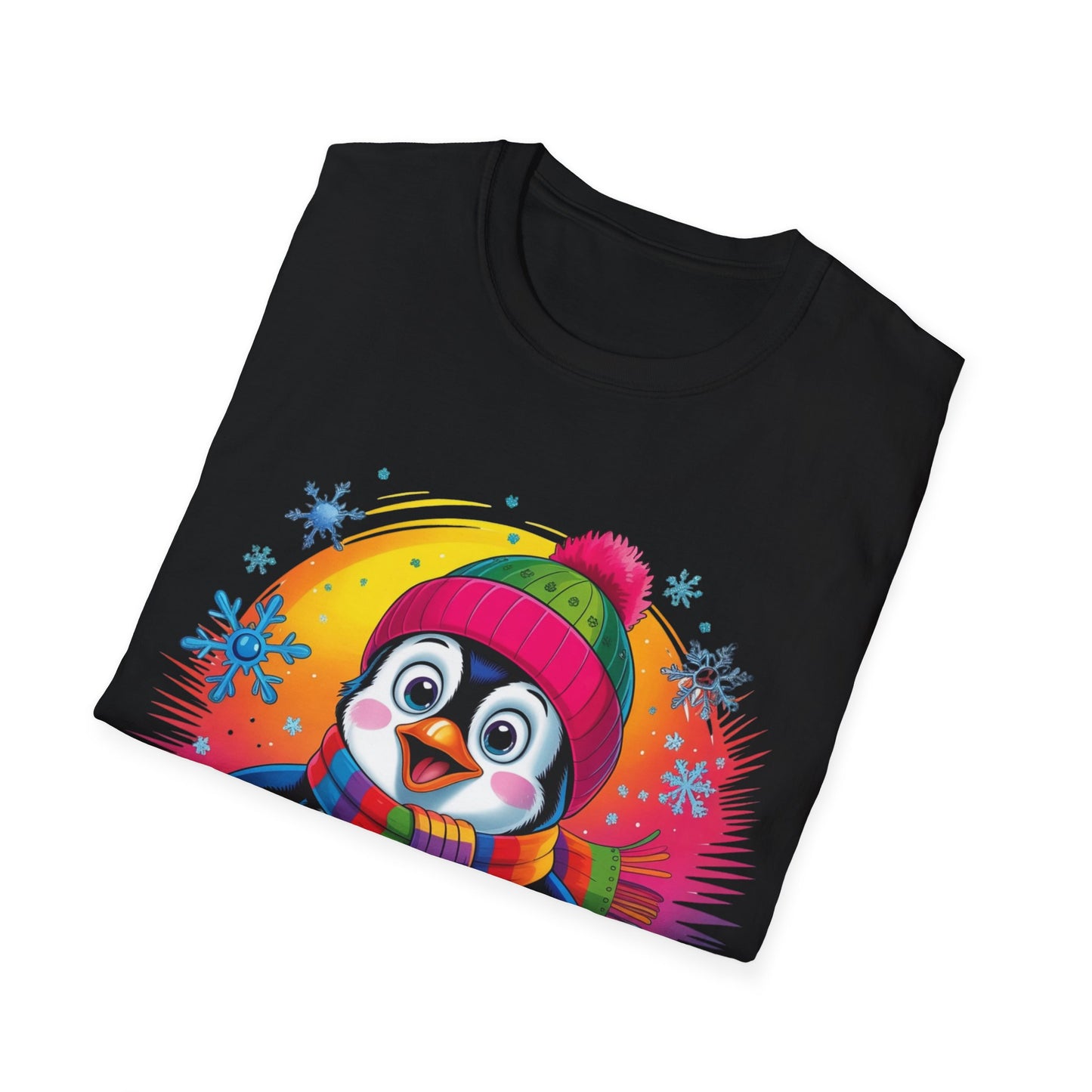 Cute Winter Penguin T-Shirt — Colorful Holiday Kids & Adult Graphic Tee