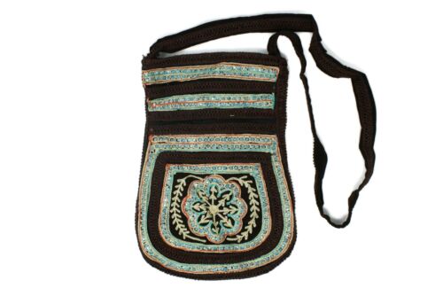 Sling Hand Bag Embroidery Fashionable Modern Style Art Handy Craft Summer Brown
