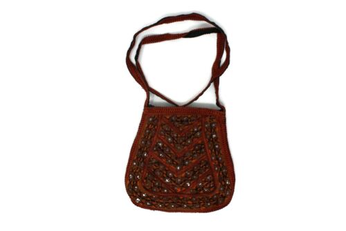 Sling Hand Bag Embroidery Fashionable Style Art Handy Craft Red n' Orange