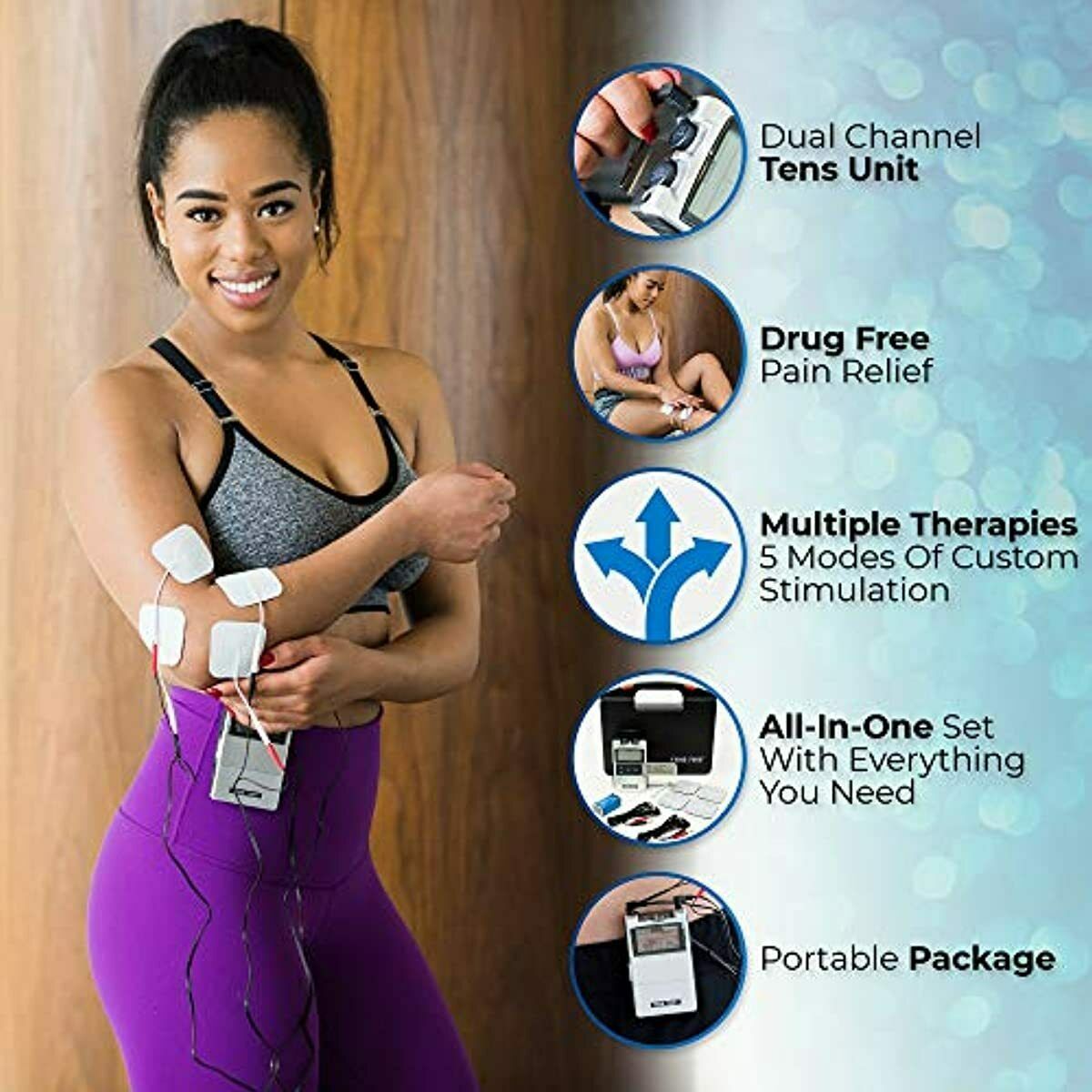 Digital Muscle Stimulator Electric Massager Unit w/ Accessories Pain Relief New