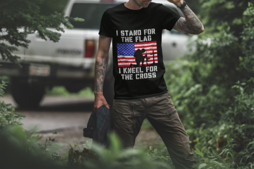 American Flag T-Shirt – I Stand for The Flag I Kneel for The Cross T-Shirt