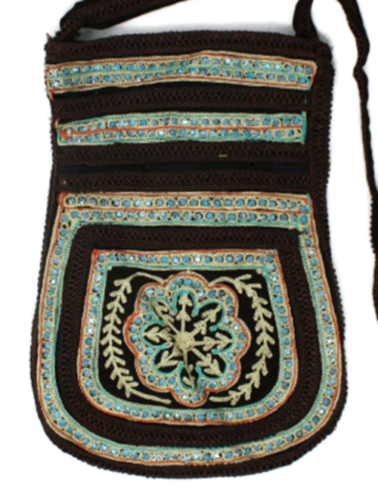 Sling Hand Bag Embroidery Fashionable Modern Style Art Handy Craft Summer Brown