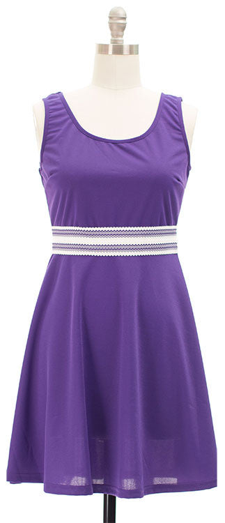 Belted Skater Dress - Violet