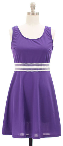 Belted Skater Dress - Violet