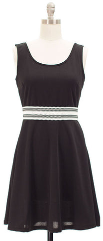 Belted Skater Dress - Black