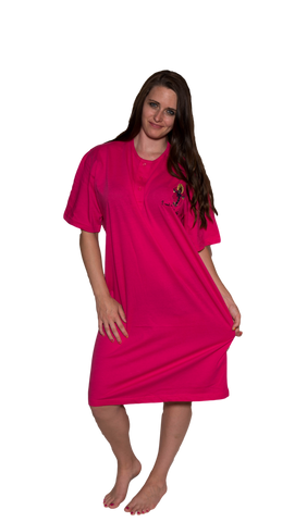 Ladies Cotton Sleep Shirt Pink