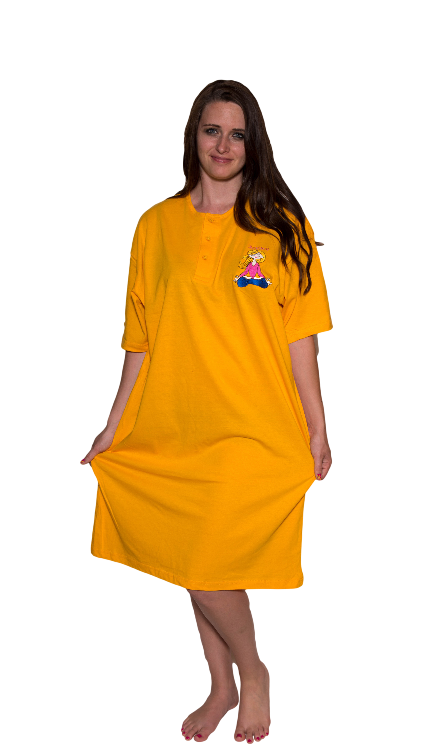 Ladies Cotton Sleep Shirt Gold