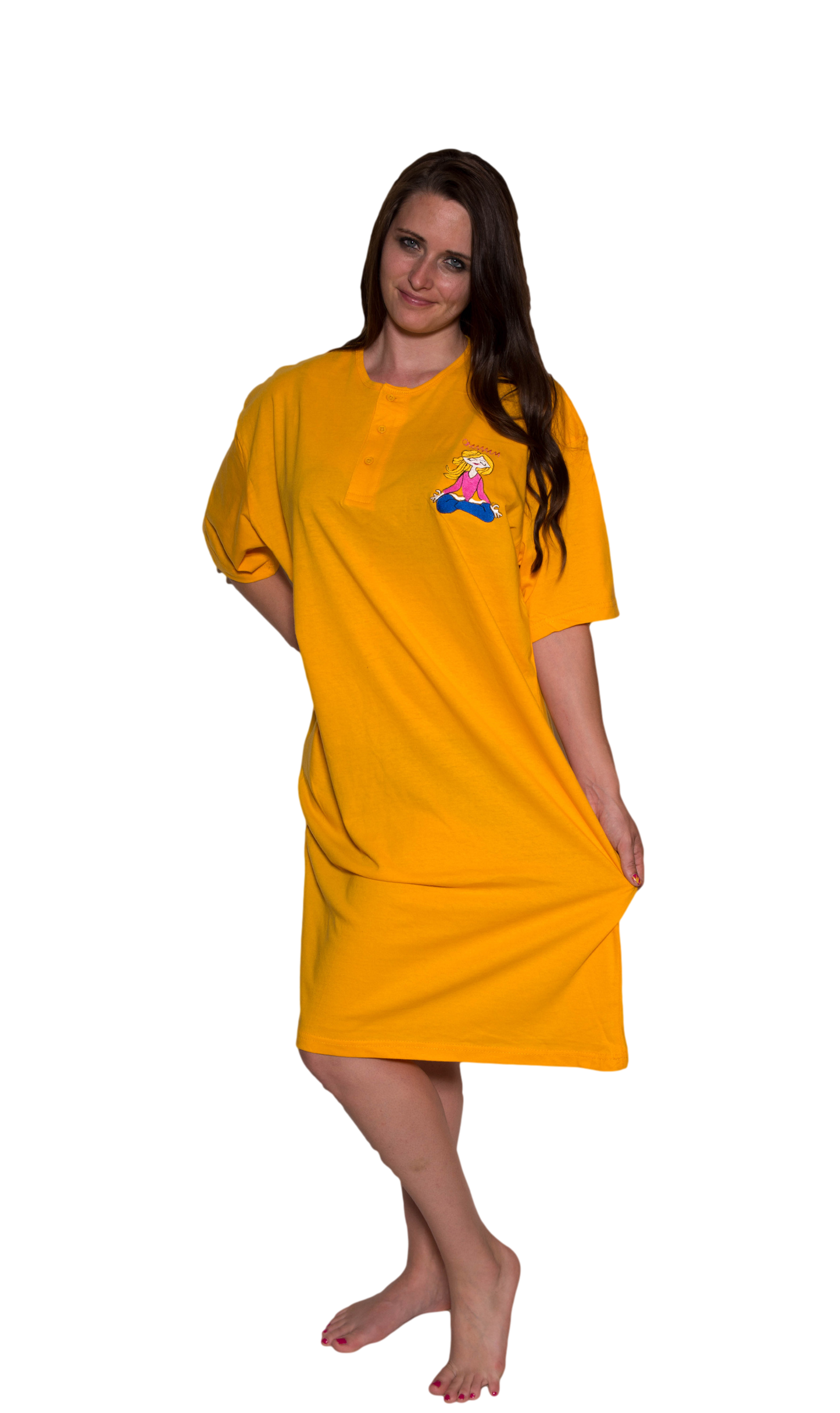 Ladies Cotton Sleep Shirt Gold