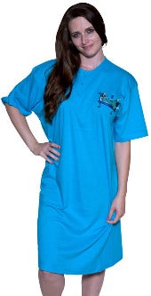 Ladies Cotton Sleep Shirt Turq