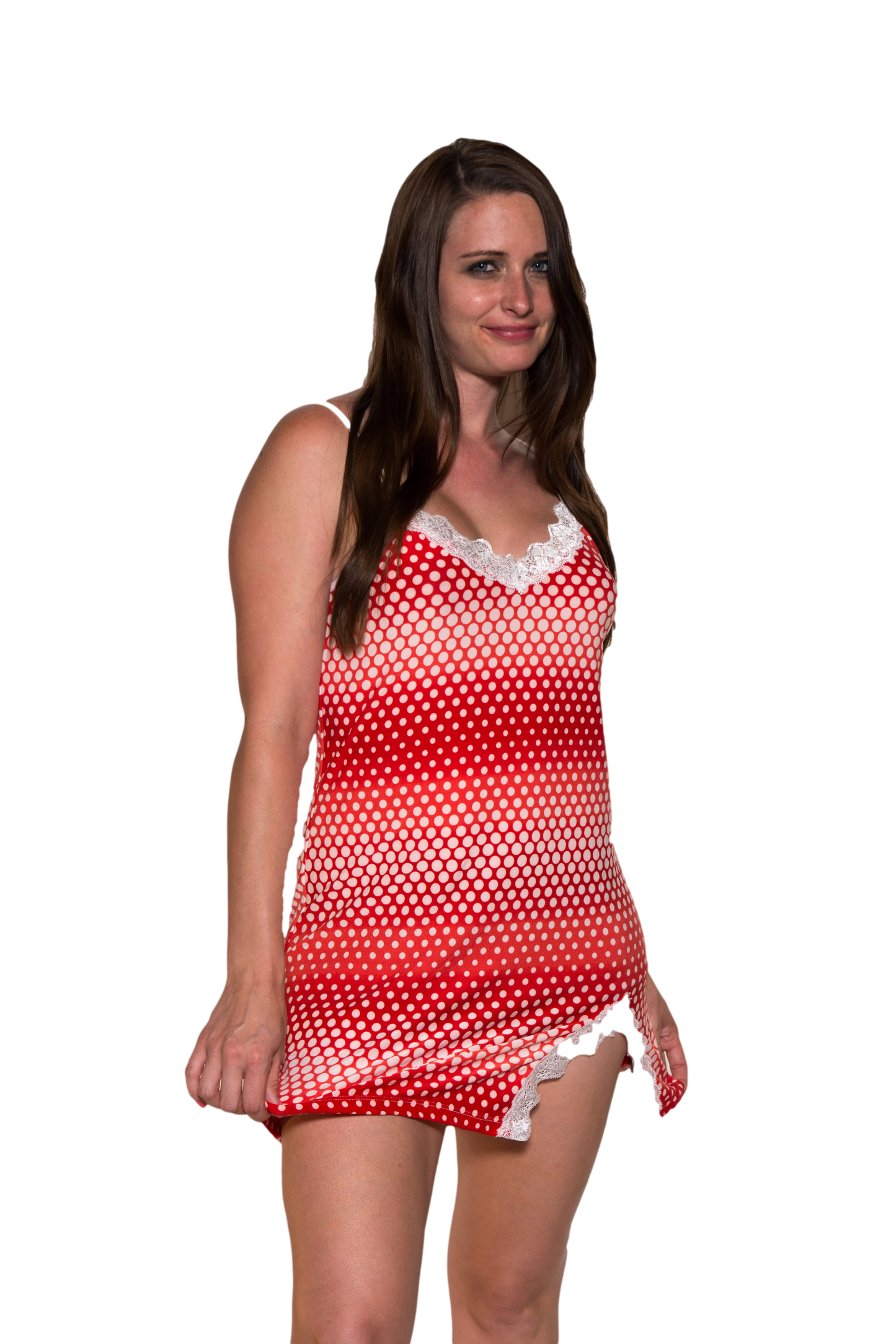 Ladies Chemise - Classic printed babydoll Red White Dots Print