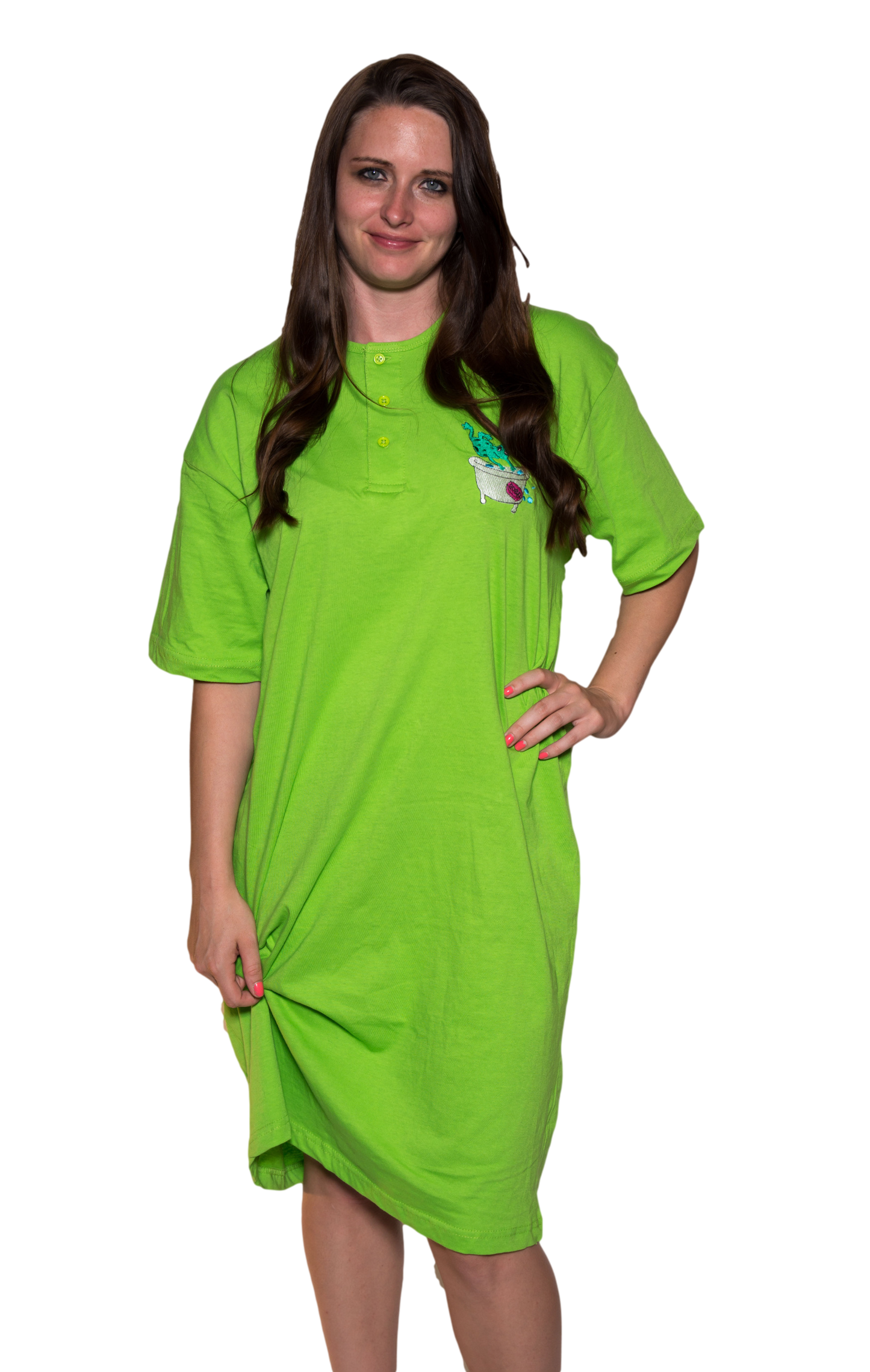 Ladies Cotton Sleep Shirt Lime