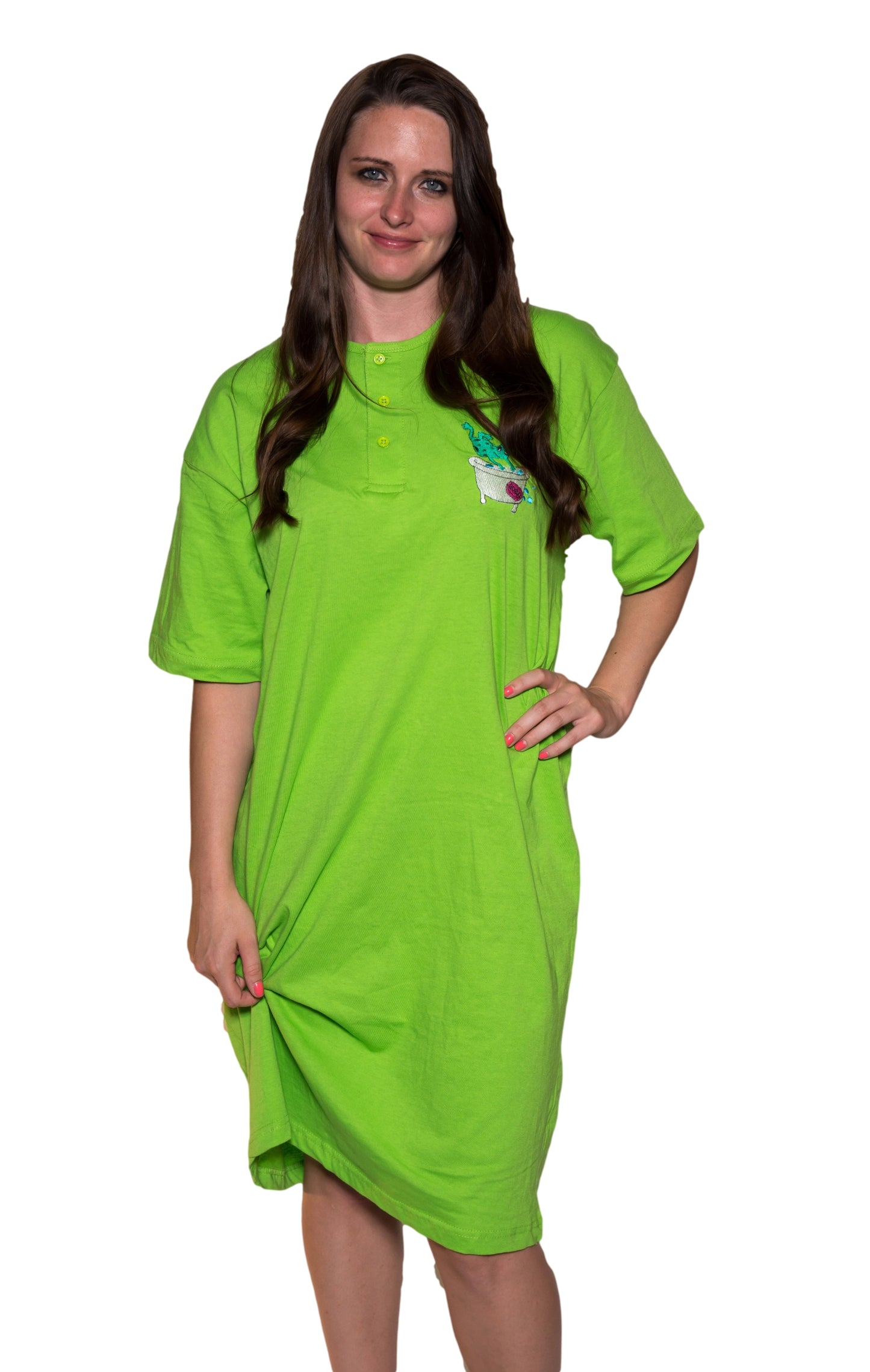 Ladies Cotton Sleep Shirt Lime