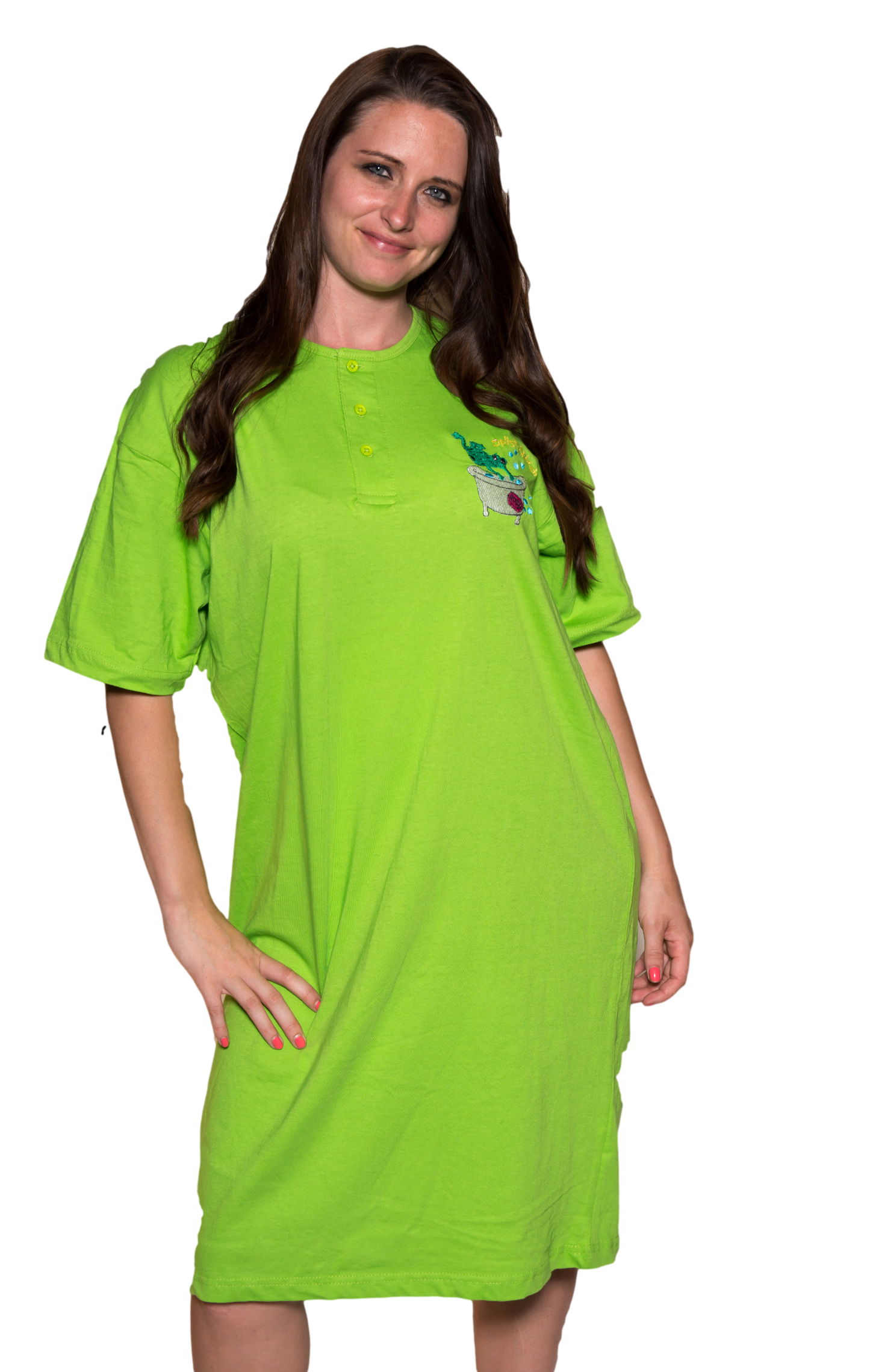 Ladies Cotton Sleep Shirt Lime
