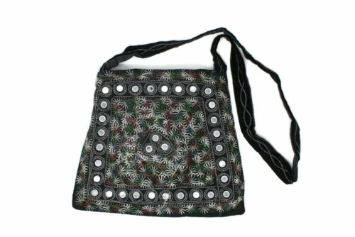 Sling Hand Bag Embroidery Fashionable Style Art Handy Craft Black Velvet