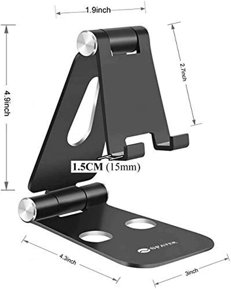 Cell Phone Stand Adjustable Holder Metallic Aluminum Lightweight Rubber Pads New