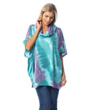 MT1056-Mint Tie-Dye Cowl Neck Poncho Top